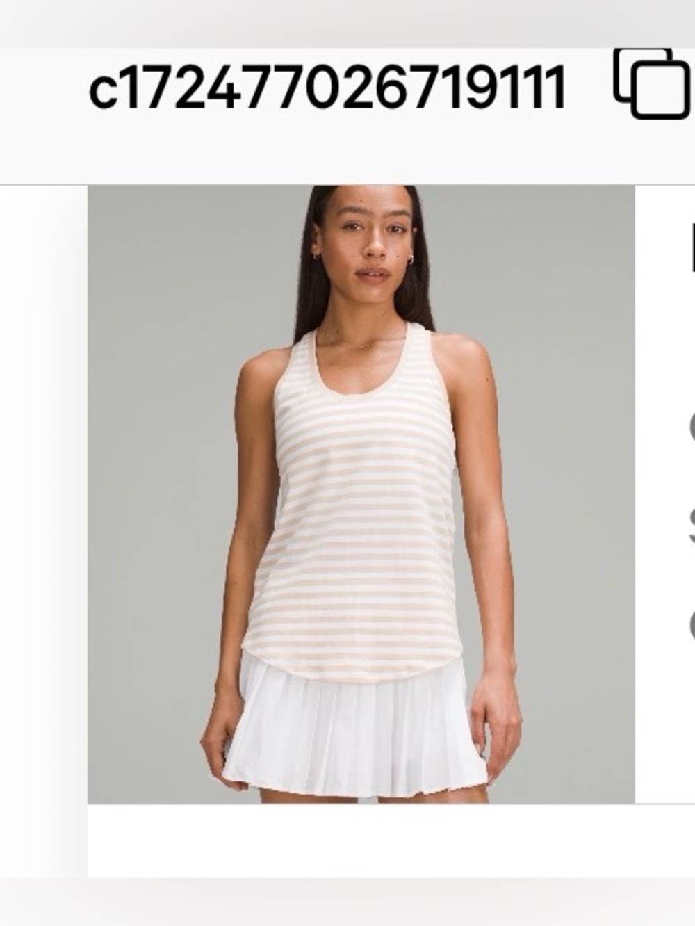 Lululemon Striped Racerback Tank Top in Cream and White